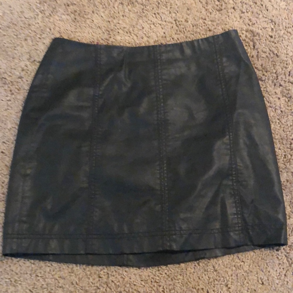 Hunter Green Free People Vegan Leather Skirt